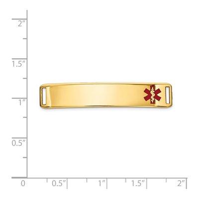 14K Yellow Gold Red Enamel Medical ID Plate Bracelet – view 3