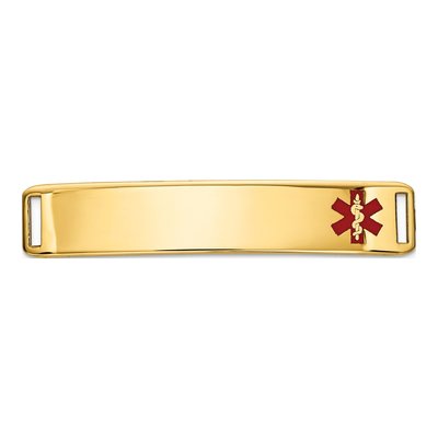 14K Yellow Gold Red Enamel Medical ID Plate Bracelet