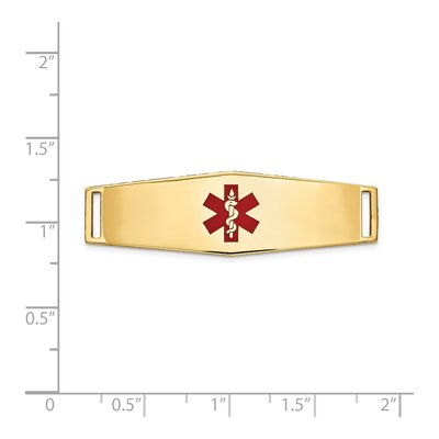 14K Yellow Gold Red Enamel Medical ID Plate Bracelet – view 4