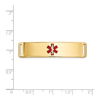 14K Yellow Gold Red Enamel Medical ID Plate Bracelet – view 4