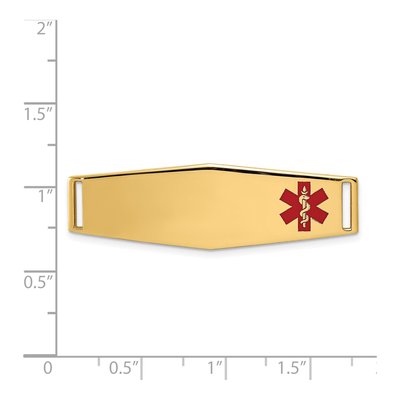 14K Yellow Gold Off-Center Red Enamel Medical ID Plate Bracelet – view 4