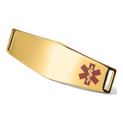 14K Yellow Gold Off-Center Red Enamel Medical ID Plate Bracelet – view 6