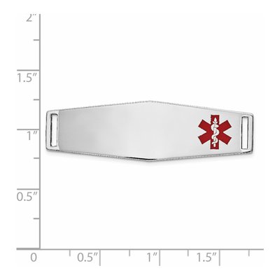 14K White Gold Red Enamel Medical ID Plate Bracelet – view 3