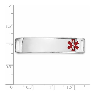 14K White Gold Red Enamel Medical ID Plate Bracelet – view 2