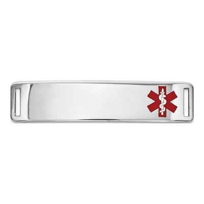 14K White Gold Red Enamel Medical ID Plate Bracelet