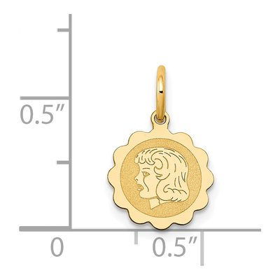 14K Yellow Gold Girl Head Disc Charm – view 3