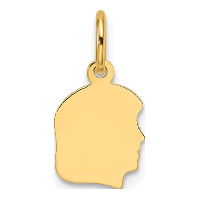 14K Yellow Gold Girl Head Charm