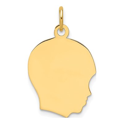 14K Yellow Gold Boy Head Charm