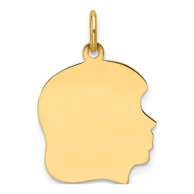 14K Yellow Gold Girl Head Charm