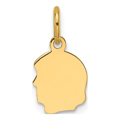 14K Yellow Gold Girl Head Charm