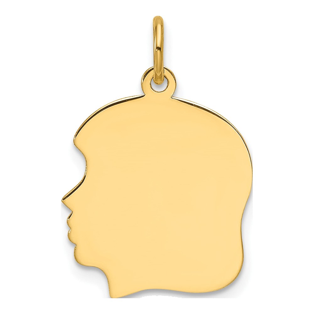 14K Yellow Gold Girl Head Pendant