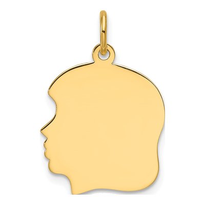 14K Yellow Gold Girl Head Charm