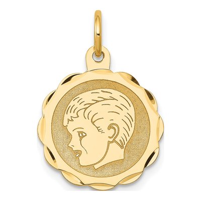 14K Yellow Gold Boy Head Disc Charm