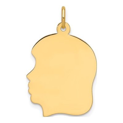 14K Yellow Gold Girl Head Charm