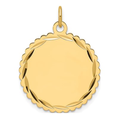 14K Yellow Gold Round Disc Charm