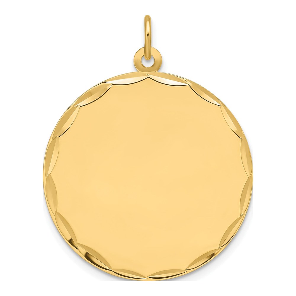 14K Etched Edge .018 Gauge Engravable Round 26.6mm Disc Charm Pendant