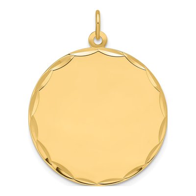 14K Yellow Gold Round Disc Charm