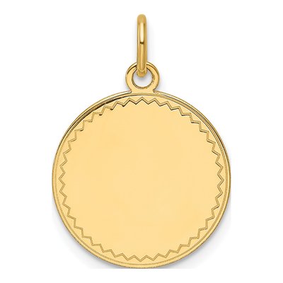 14K Yellow Gold Round Disc Charm