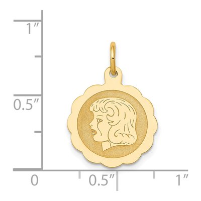 14K Yellow Gold Girl Head Disc Charm – view 4