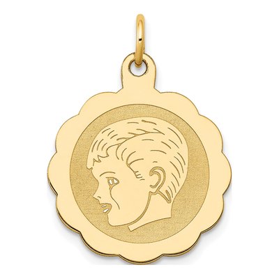 14K Yellow Gold Boy Head Disc Charm