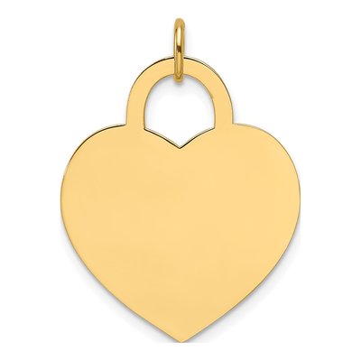 14K Yellow Gold Heart Disc Charm