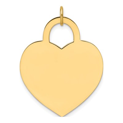 14K Yellow Gold Heart Disc Charm