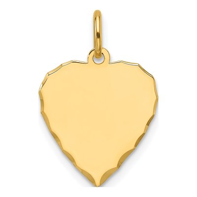 14K Yellow Gold Heart Disc Charm