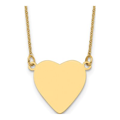 14K Yellow Gold Heart Disc Necklace
