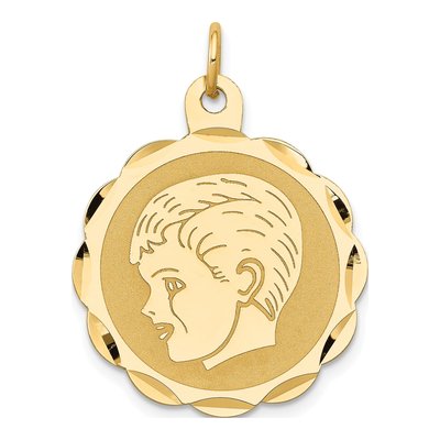 14K Yellow Gold Boy Head Charm