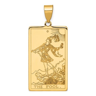 14K Yellow Gold Fool Tarot Card Pendant