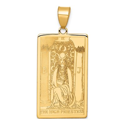 14K Yellow Gold High Priestess Tarot Pendant