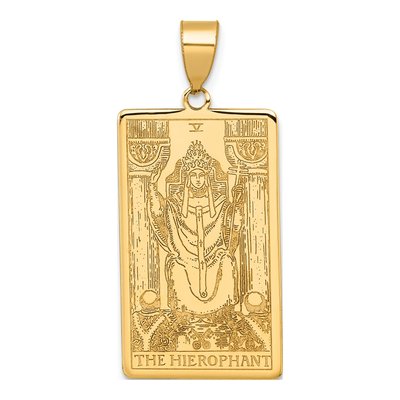 14K Yellow Gold Hierophant Tarot Card Pendant