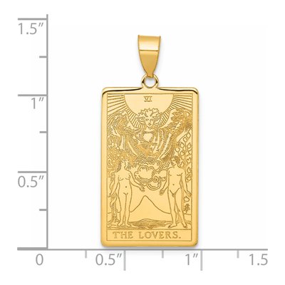 14K Yellow Gold Lovers Tarot Card Pendant – view 5