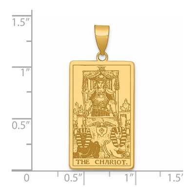 14K Yellow Gold Chariot Tarot Card Pendant – view 5