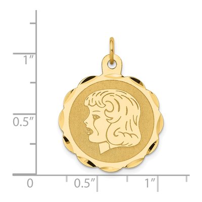 14K Yellow Gold Girl Head Disc Charm – view 4