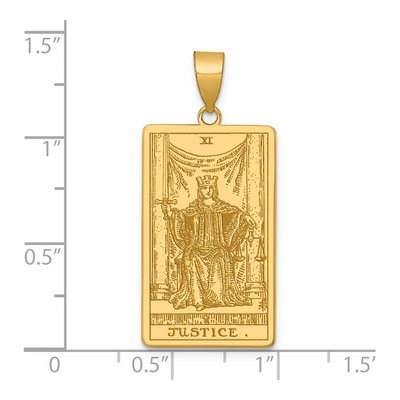 14K Yellow Gold Justice Tarot Card Pendant – view 5