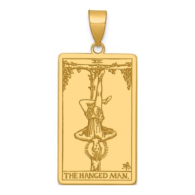 14K Yellow Gold Hanged Man Tarot Pendant