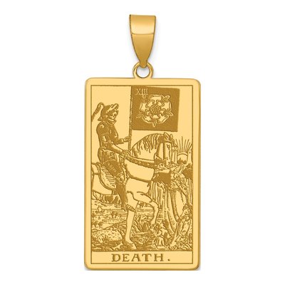 14K Yellow Gold Death Tarot Card Pendant