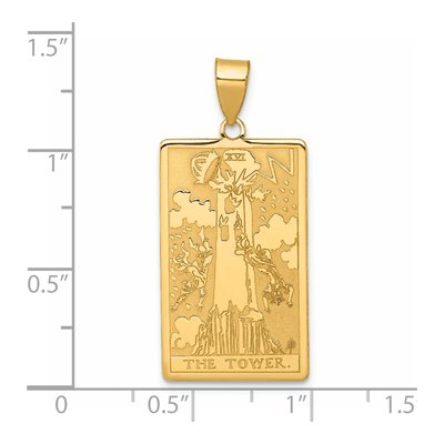 14K Yellow Gold Tower Tarot Card Pendant – view 5