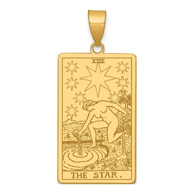 14K Yellow Gold Star Tarot Card Pendant