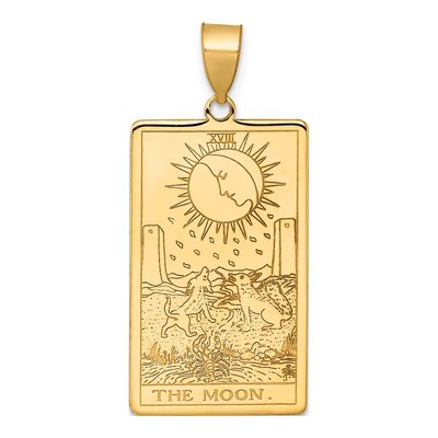 14K Yellow Gold Moon Tarot Card Pendant