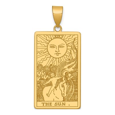 14K Yellow Gold Sun Tarot Card Pendant