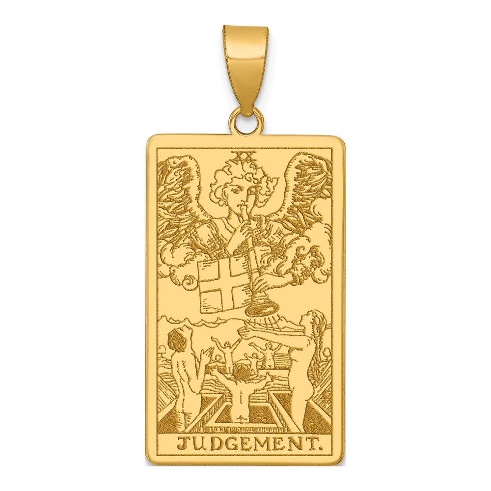 14K Yellow Gold Judgement Tarot Card Pendant