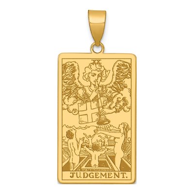 14K Yellow Gold Judgement Tarot Card Pendant
