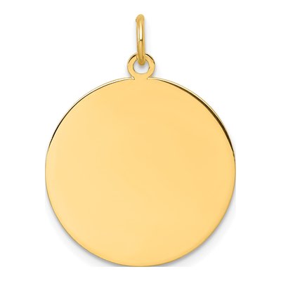 14K Yellow Gold Round Disc Charm