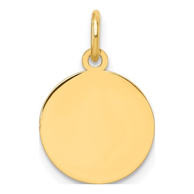 14K Yellow Gold Round Disc Charm