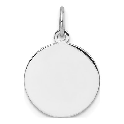 14K White Gold Round Disc Charm
