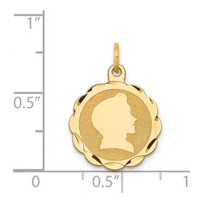 14K Yellow Gold Boy Head Scalloped Disc Charm – view 3