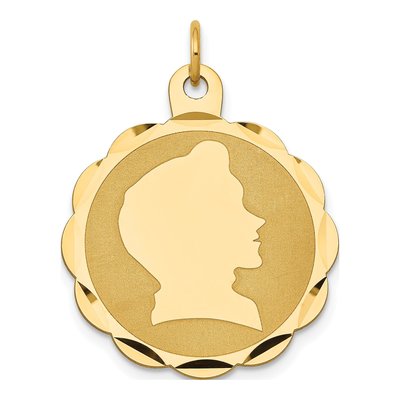 14K Yellow Gold Boy Head Disc Charm