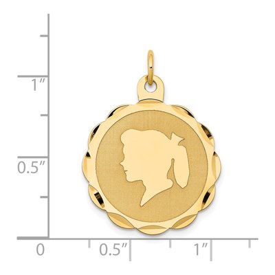 14K Yellow Gold Girl Disc Charm – view 3